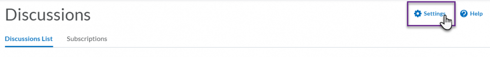 Discussions settings button