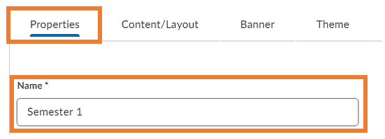 Presentation edit mode with option to change the presentation name in the Properties tab