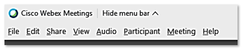 Menu bar in the Webex desktop app